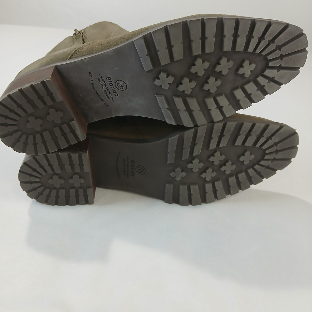 Blondo Boots 9.5 M Samara Waterproof Suede Leather Olive Pull On Double Zip - Picture 7 of 12